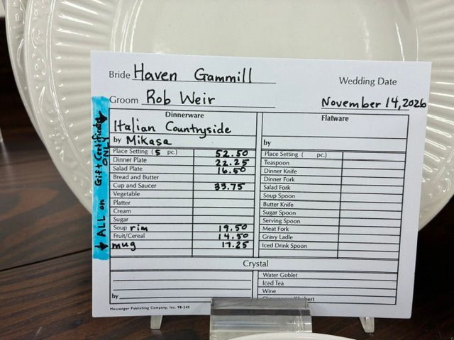Haven Gammill & Rob Weir registry gift selection 7